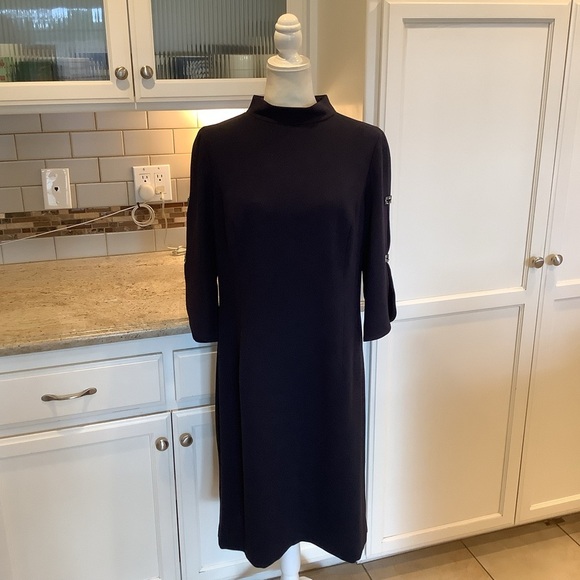 Teri John Navy Sheath Dress with Rhinestone Detail Size 14 - Picture 1 of 11